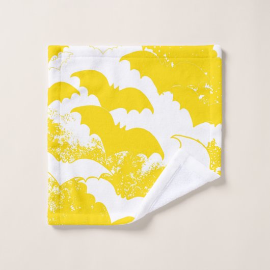 Witte vleermuizen in de lucht geel bad handdoek (Wasdoekje)