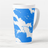 Witte vleermuizen in de vlucht blauw latte mok (Rechterhoek)