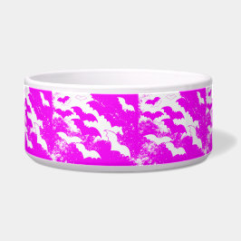 Witte vleermuizen in het luchtroze voerbakje