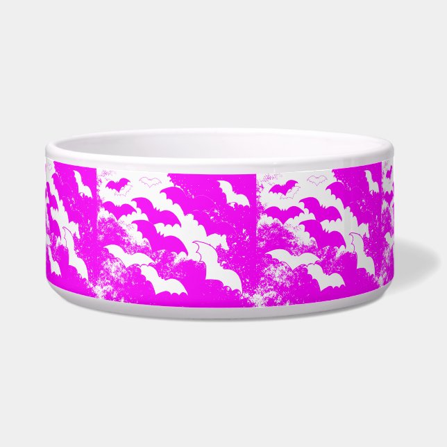 Witte vleermuizen in het luchtroze voerbakje (Voorkant)