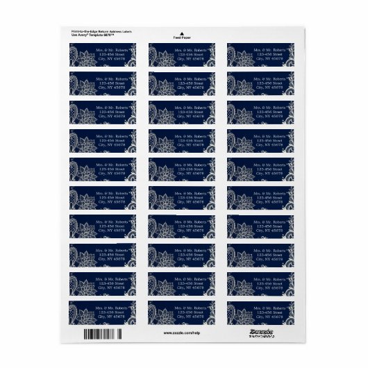  witte vleermuizen marjoin blue bruiloft etiket (Full Sheet)