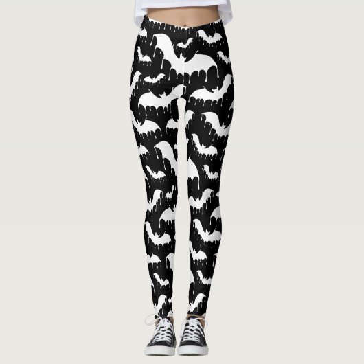 Witte vleermuizen mot nu Gothic gotisch alternatie Leggings (Voorkant)