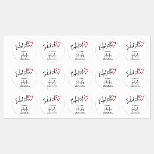 Witte vlek met liefdesbakken uit de keuken van labels (Vel)