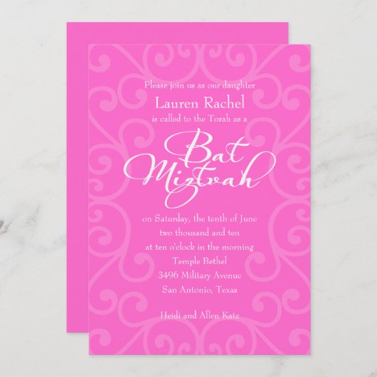 Witte vlek Mitzvah met om het even welk Lijst van Kaart (Voorkant / Achterkant)