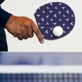Witte vliegende vogels Donkerblauw modern minimali Tafeltennisbatje