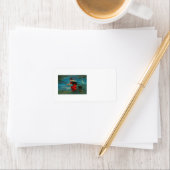 Witte vliegende zwarte kat crescent moon etiket (Insitu)