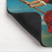 Witte vliegende zwarte kat crescent moon muismat (Hoek)