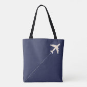 Witte vliegtuigen blauw tote bag (Achterkant)