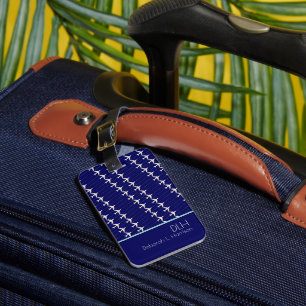 Witte Vliegtuigen met naam & initialen, elegant bl Bagagelabel