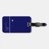 Witte Vliegtuigen met naam & initialen, elegant bl Bagagelabel (Achterkant horizontaal)