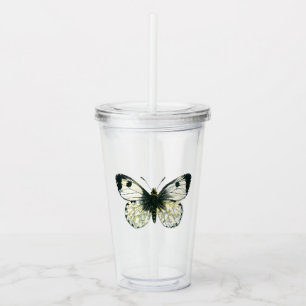 Witte vlinder acryl drinkbeker