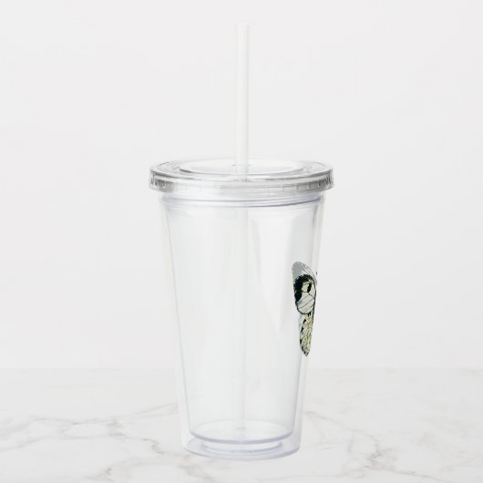 Witte vlinder acryl drinkbeker (Rechts)