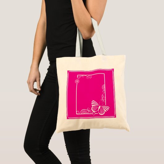  Witte Vlinder Canvas tas - Fuschia (Voorkant (product))