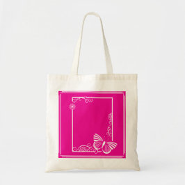  Witte Vlinder Canvas tas - Fuschia