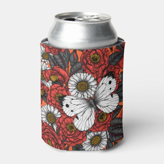 Witte vlinder en rozen blikjeskoeler (Blikje Voorkant)