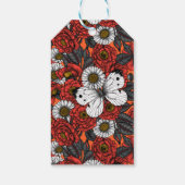 Witte vlinder en rozen cadeaulabel (Achterkant)