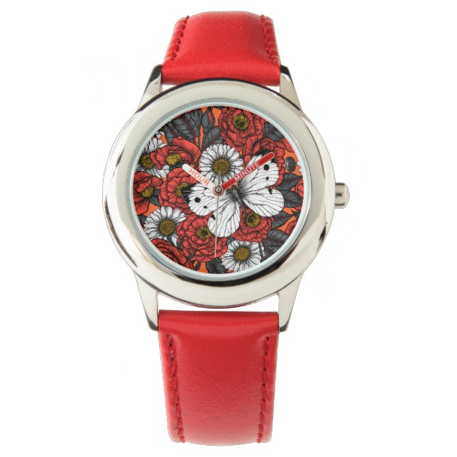 Witte vlinder en rozen horloge (Voorkant)