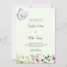 Witte vlinder en wilde bloemen Groene bruiloft