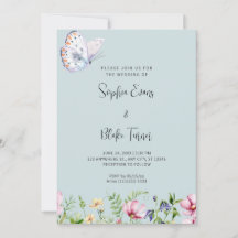 Witte vlinder en wilde bloemen Zacht groen huwelij