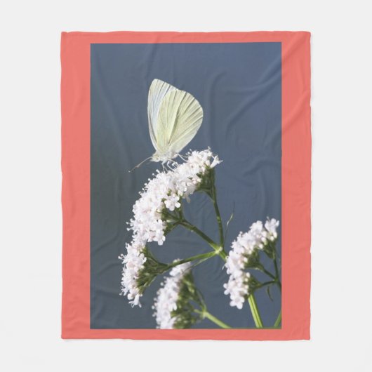 Witte vlinder fleece deken (Voorkant)