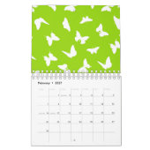 Witte vlinder groene achtergrond esthetisch patroo kalender (Feb 2027)