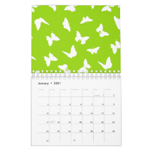 Witte vlinder groene achtergrond esthetisch patroo kalender