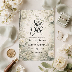 Witte Vlinder Lente Tuin Bruiloft Save The Date