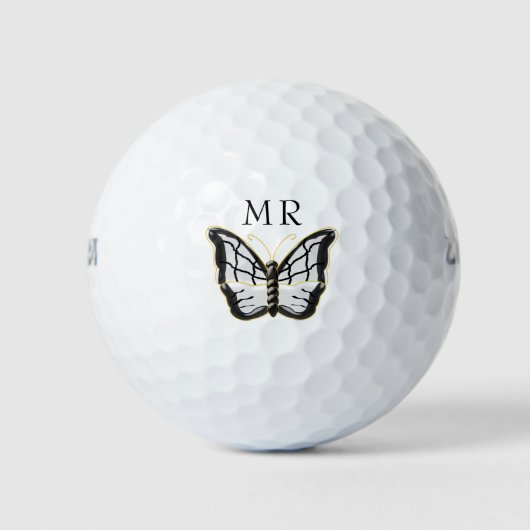 Witte vlinder monogram golfballen (Voorkant)