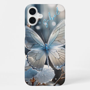 Witte Vlinder Monogram Hoes- Mate iPhone Hoes 16 Plus Hoesje