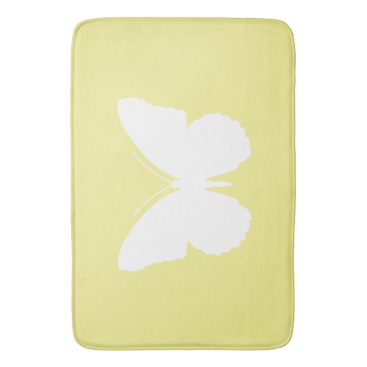 Witte vlinder op Butter Yellow Badmat (Voorkant Verticaal)