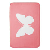 Witte vlinder op koraalroze badmat (Voorkant Verticaal)