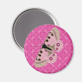Witte vlinder op roze magneet (Voorkant / Achterkant)