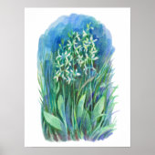 Witte vlinder orchidee lente bloem schilderij poster (Voorkant)