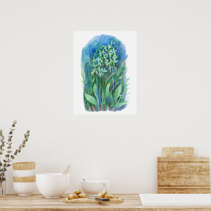 Witte vlinder orchidee lente bloem schilderij poster