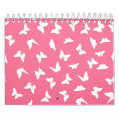 Witte vlinder Roze achtergrond esthetisch patroon Kalender (Hoes)