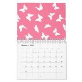 Witte vlinder Roze achtergrond esthetisch patroon Kalender (Feb 2027)