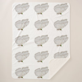 Witte vlinder sherpa deken