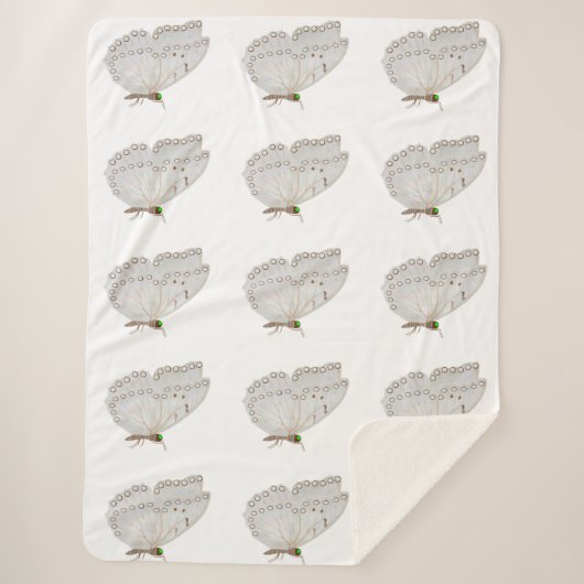 Witte vlinder sherpa deken (Voorkant)