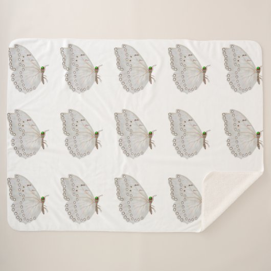 Witte vlinder sherpa deken (Voorkant (horizontaal))