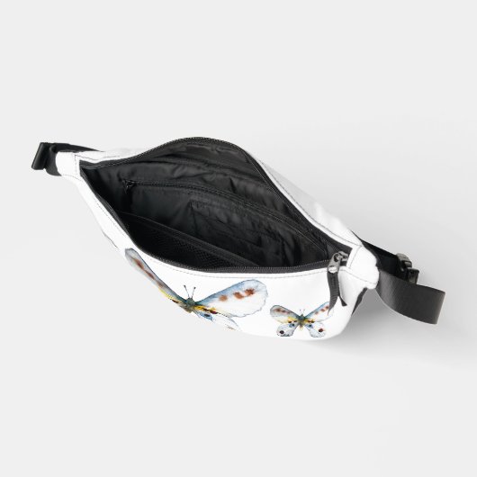 Witte vlinder tweezijdige print Fanny-Pack Heuptasje (Open)