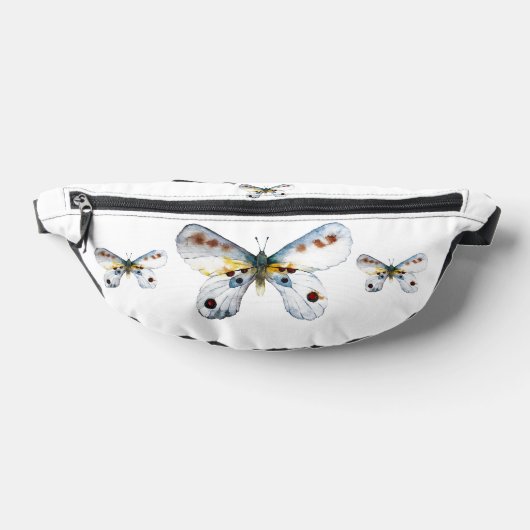 Witte vlinder tweezijdige print Fanny-Pack Heuptasje (Liggend)