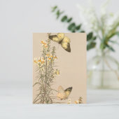  witte vlindergele witte florale vlinder briefkaart (Staand voorkant)