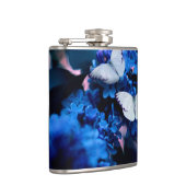 Witte vlinders Blauwe bloemen, vlinder Heupfles (Rechts)