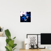 Witte vlinders Blauwe bloemen, vlinder Poster (Thuiskantoor)