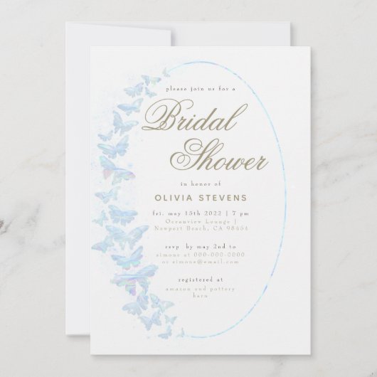 Witte Vlinders Boho Lijst Elegante Bruidsdouche Kaart (Voorkant)