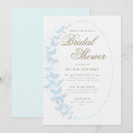 Witte Vlinders Boho Lijst Elegante Bruidsdouche Kaart