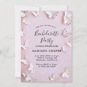 Witte vlinders en roze vrijgezellenfeest kaart (Voorkant)
