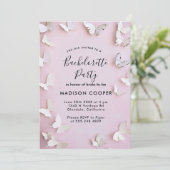 Witte vlinders en roze vrijgezellenfeest kaart (Staand voorkant)