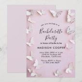 Witte vlinders en roze vrijgezellenfeest kaart (Voorkant / Achterkant)