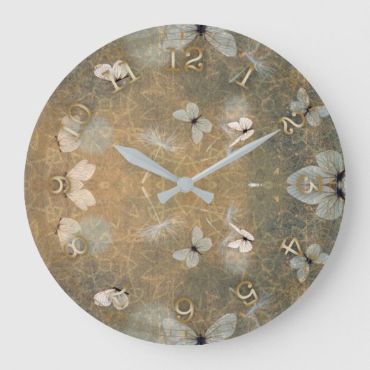  witte vlinders en vliegende duiven grote klok (Voorkant)